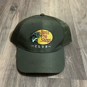 Bass Pro Shops Club Olive Green Mesh Baseball Cap Hat Snap Back Adjustable
